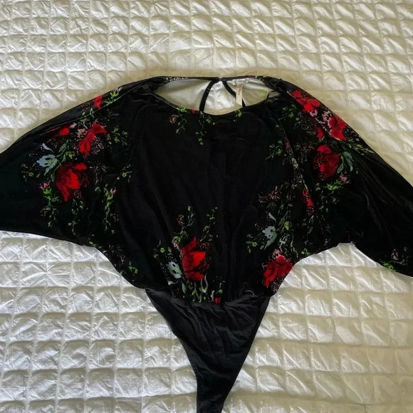 Free people floral velour slouchy babe bodysuit - Picture 5 of 12